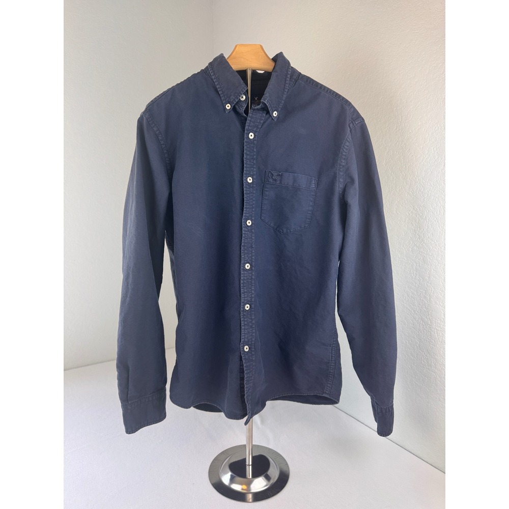 American Eagle Outfitters Navy Oxford‎ Button Down Shirt Men's Large Preppy
